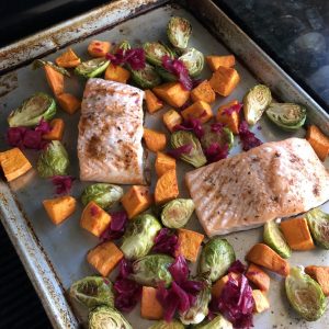 One Pan Salmon Bake with Sauerkraut