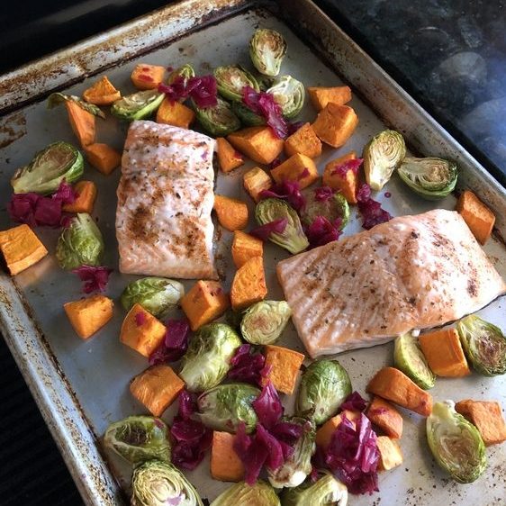 One Pan Salmon Bake with Sauerkraut