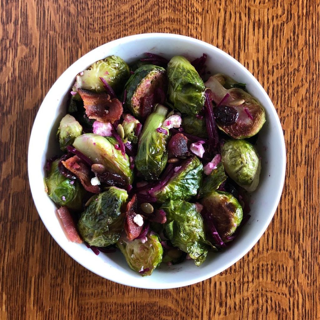 Roasted Brussels Sprouts with Fermented Beets
