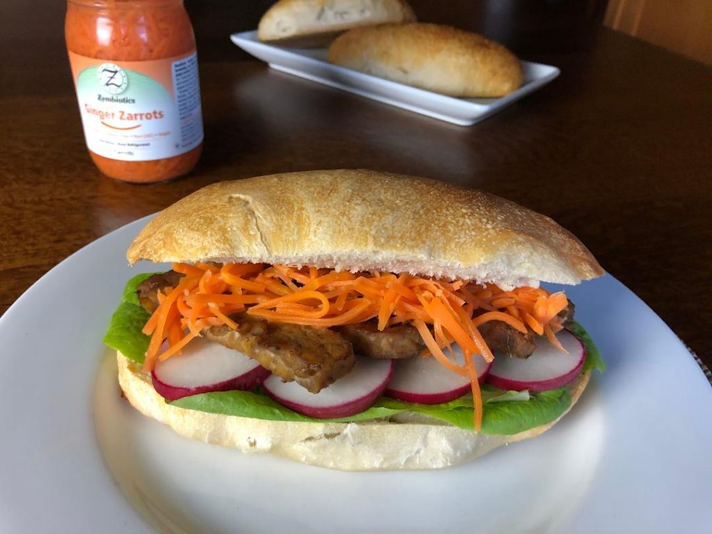 Tempeh Bahn Mi with Fermented Ginger Carrots