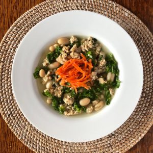 White Bean Chicken Soup with Fermented Ginger Carrots